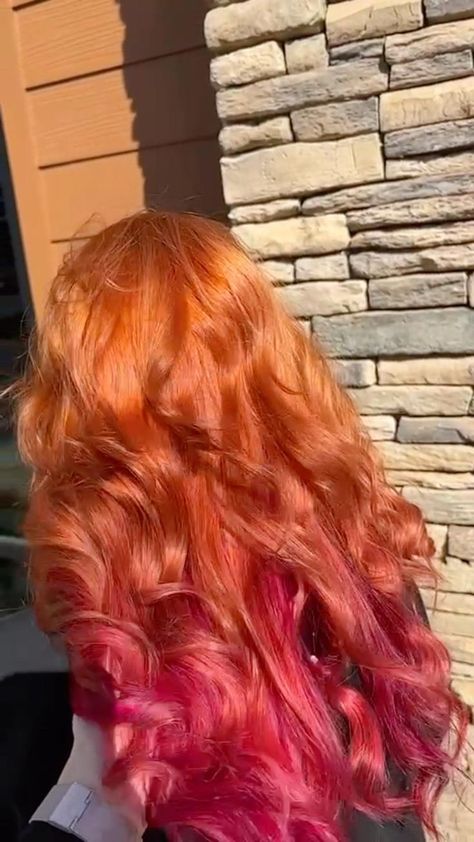 Red Hair Dye Colors, Orange Hair Dye, Ginger Hair Dyed, Pink And Orange Hair, Peekaboo Hair Colors, Red Orange Hair, Light Purple Hair, Pink Ombre Hair, Red Ombre Hair