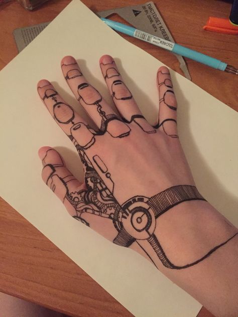 Marionette Tattoo, Biomech Tattoo, Aesthetic Tattoo Ideas, Cyberpunk Tattoo, Tattoo Artist Tattoo, Tattoo Design Tattoo, Sharpie Tattoos, Pen Tattoo, Hand Doodles