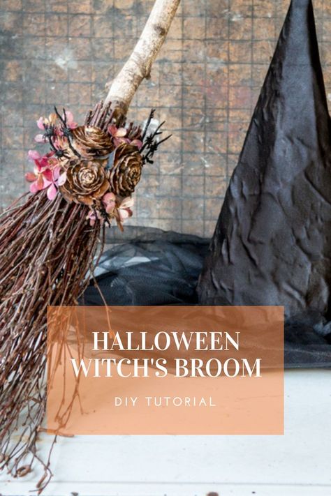 I made my own witch's broom this year and I love how they came out! Halloween Witch Broom Diy, Holiday Crafts Halloween, Diy Halloween Witch, Halloween Witch Brooms, Halloween Brooms, Fun Fall Decor, Halloween Costumes For Work, Witches Broom, Halloween Centerpiece