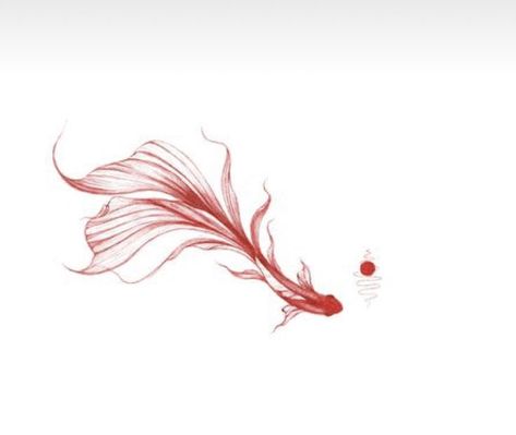 Red Betta Fish Tattoo, Mini Koi Fish Tattoo, Betta Fish Tattoo Design, Betta Tattoo, Unique Minimalist Tattoo, Betta Fish Tattoo, Feather Tattoo Meaning, Abstract Tattoo Ideas, Basic Tattoos