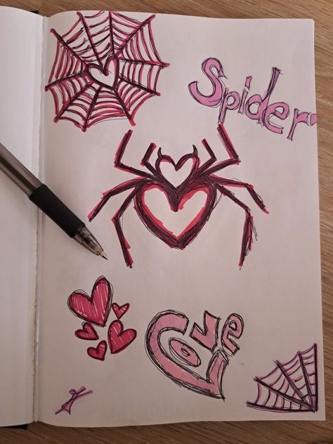 Drawing A Spider, Spider Drawing, Spiderman Drawing, Spiderman Art Sketch, Love Scrapbook, Cute Easy Doodles, Easy Love Drawings, Diy Journal Books, Meaningful Drawings