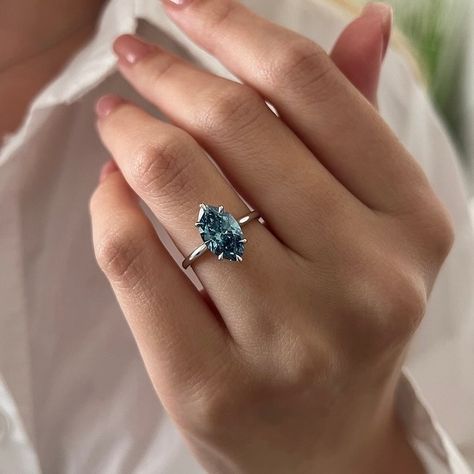 2 Carat Marquise Fancy Vivid Blue Diamond Engagement Ring / Colored Diamond Solitaire Ring / White Gold Marquise Cut Blue Diamond Ring #marquiseengagementring #marquisediamond #marquisdiamond Marquise Sapphire Ring, Marquise Solitaire Engagement Ring, Marquise Rings, Fancy Engagement Rings, Engagement Rings Blue, Blue Diamond Engagement Ring, Engagement Ring Blue, Ring Cuts, Marquise Diamond Ring