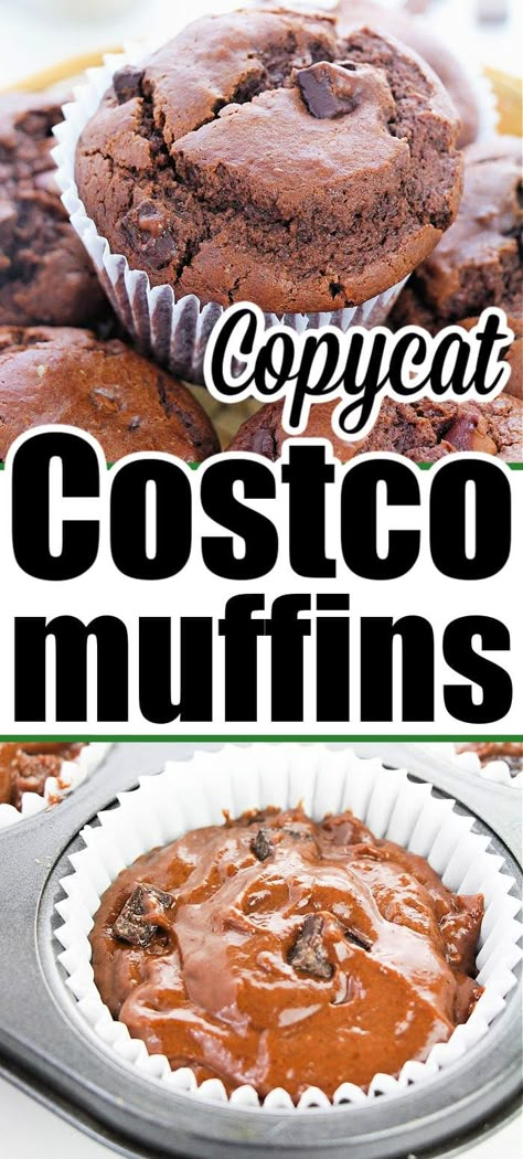 Chocolate Muffins Costco, Sams Club Muffin Recipe, Large Chocolate Chip Muffins, Big Muffin Recipes, Bulk Muffin Mix Recipe, Easy Jumbo Muffin Recipes, Veggies Made Great Muffins Copycat, Costco Chocolate Muffins Copycat, Costco Double Chocolate Chip Muffins