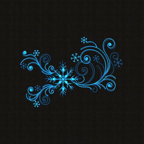 Snowflake Swirl, Snow Flake Tattoo, Machine Embroidery Quilts, Embroidery Blue, Snowflake Embroidery, Winter Embroidery, Cellphone Background, Daughter Tattoos, Machine Pattern