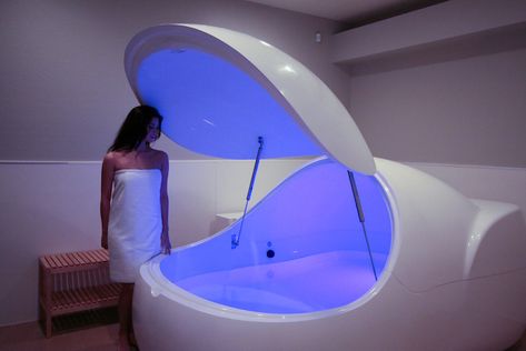 Enter A World Of Calm And Tranquility In The I-Sopod Floatation Tank Deprivation Tank, Float Therapy, Small Bathroom Colors, Sensory Deprivation, Bathroom Color, Spa Design, Bathroom Pictures, Tank Design, Key Design