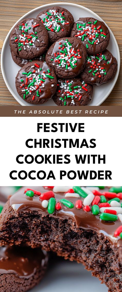 Image for Festive Christmas Cookies with Cocoa Powder Cookies Made With Cocoa Powder, Cookies With Cocoa Powder, Festive Christmas Cookies, Cocoa Powder Cookies, Best Christmas Recipes, Food Scale, Vanilla Essence, Cookies Recipes Christmas, Melted Cheese