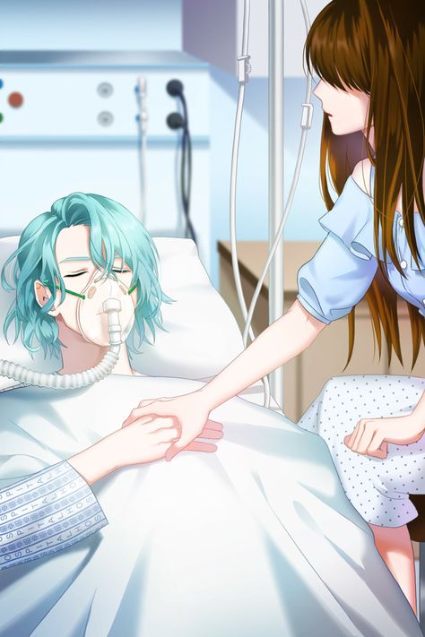 Mystic Messenger V, Mystic Messager, Mystic Messenger Comic, Mystic Messenger Fanart, Mystic Messenger Memes, Anime Love Story, Family Drawing, Hospital Bed, Romantic Anime Couples