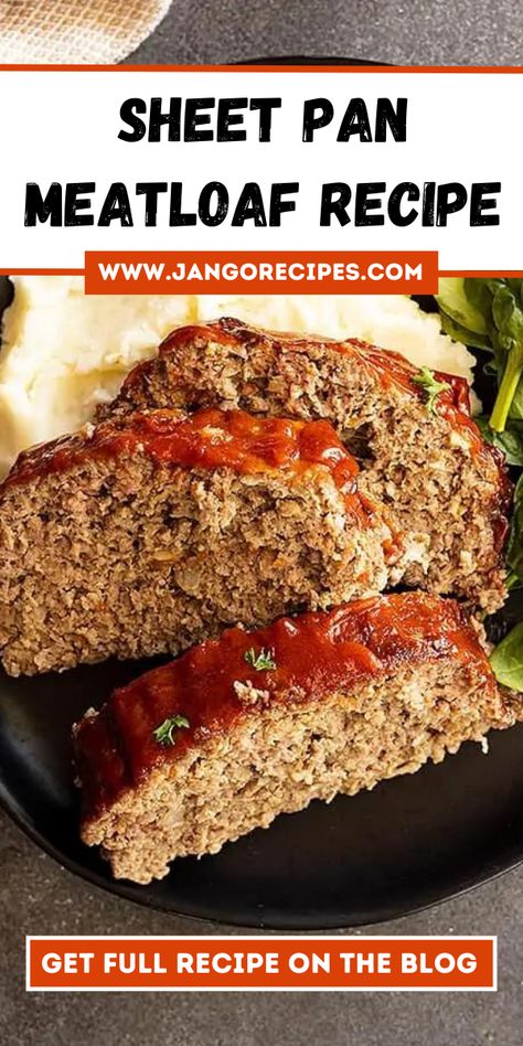 This easy sheet pan meatloaf recipe, you’re sure to impress your friends and family. #SheetPanMeatloafRecipe #Recipes Sheet Pan Meatloaf, Easy Homemade Meatloaf, Pan Meatloaf, Meatloaf Topping, Traditional Meatloaf, Potato Sandwich, Homemade Meatloaf, Dinners Recipes, Sheet Pan Dinners Recipes