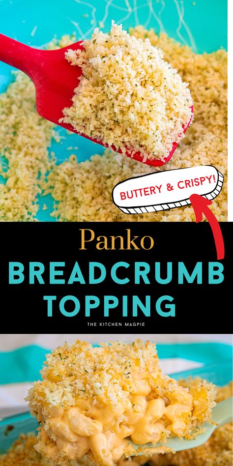 Panko Bread Crumbs Recipe, Baked Casseroles, Crumb Topping Recipe, Velveeta Mac And Cheese, Breadcrumb Topping, Bread Crumbs Recipe, Air Fryer Recipes Appetizers, Crumb Recipe, Bread Toppings