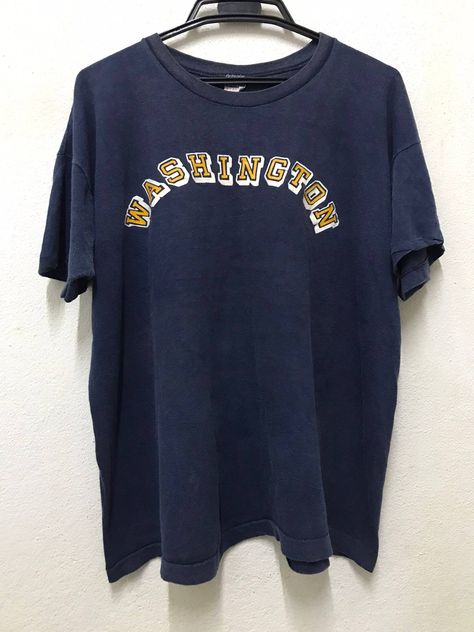 Vintage 🔥 70s CHAMPION “WASHINGTON” BLUE BAR TSHIRT | Grailed Blue Bar, Men's Tops, 로고 디자인, Vintage 70s, Vintage Men, Made In Usa, Washington, Blue Color, Bar