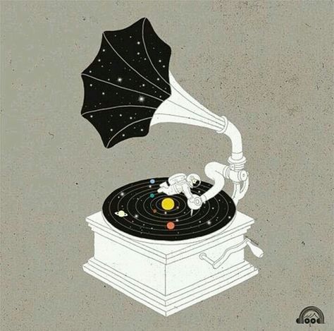 Imagine music, art, and space Love Doodles, Star Track, Arte Inspo, Art And Illustration, 판타지 아트, Record Player, Art Paint, Space Art, Music Art