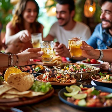 Group of friends having a dinner party eating and drinking beer Having Drinks With Friends, Post Party Aesthetic, Food Friends Aesthetic, People At Restaurant Photography, Friends Chilling Aesthetic, Drink Beer With Friends, Family Restaurant Aesthetic, Dinner With Friends Photography, Family Dinner Photography