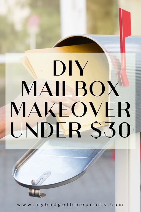 Is your mailbox looking a little tired? Don't worry, Budget DIY has you covered with a Mailbox Makeover for under $30! With Budget Blueprints, you can get started on your cheap DIY project today. Read Now to get the details! Cheap Mailbox Makeover, Cheap Diy Mailbox Post, Mailbox Covers Diy, Easy Mailbox Ideas, Mailbox Decorating Ideas Diy, Plastic Mailbox Makeover, Mailbox Makeover Diy, Painted Mailbox Ideas Diy, Mail Box Ideas Diy