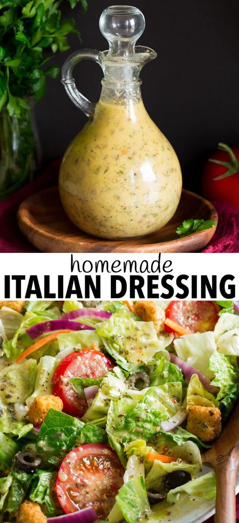 Homemade Basic Foods, Olive Oil Dressing Recipes, Easy Homemade Italian Dressing, Italian Dressing Recipe, Easy Dressing Recipe, Healthy Dressing Recipes, Diet Salad, Italian Dressing Recipes, Salad Dressing Recipes Healthy