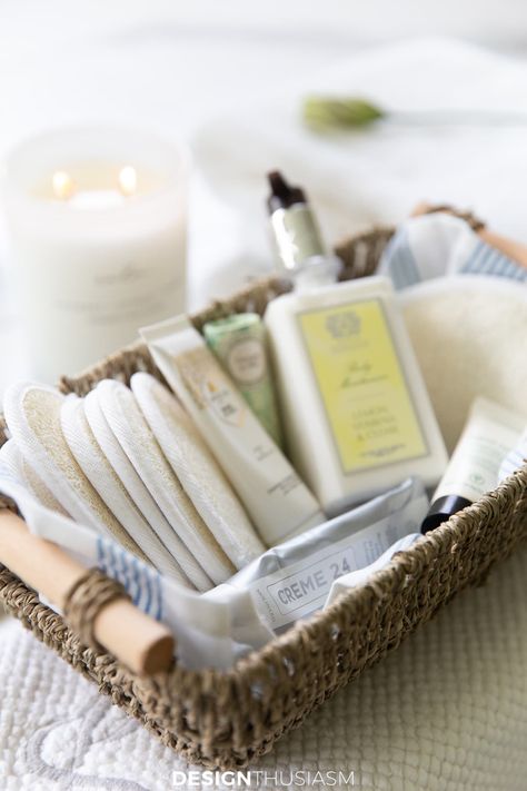 Welcoming guests starts with the guest room but is so much more. Here are 5 ways to prepare your home for overnight guests. Guest Bath Must Haves, Hosting Weekend Guests, Guest Welcome Tray, Guest Room Checklist, Guest Room Toiletry Basket, Guest Bedroom Set Up, Overnight Guest Basket, Guest Basket Ideas Overnight, Guest Welcome Basket Ideas