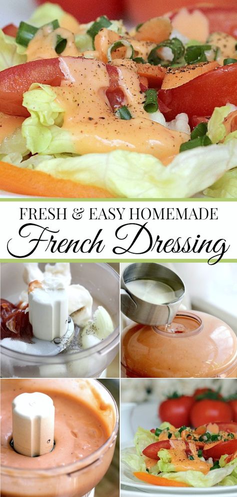 Sweet French Dressing Recipe, Creamy French Dressing, Homemade French Dressing, French Dressing Recipe, Canned Recipes, Salads Dressing, Yum Salad, Oscar Food, Paleo Condiments