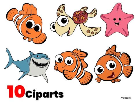 Finding Nemo Svg, Nemo Svg, Lion King Svg, Finding Nemo Characters, Winnie The Pooh Svg, Nemo Baby, Pooh Svg, Nemo Party, Disney Finding Dory