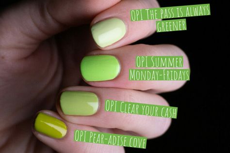 OPI Summer monday-fridays from OPI's new summer make the rules collection for summer 2023 compared OPI the pass is always greener, OPI Clear your cash, and OPI Pear-adise cove Clear Your Cash Opi, Opi Clear Your Cash, Opi Summer Monday Friday, The Pass Is Always Greener Opi, Opi Pear-adise Cove, Opi Aber Green, Verde Nice To Meet You Opi, Opi Gel Polish Just Lanai-ing Around, Mexico City Move Mint Opi Gel