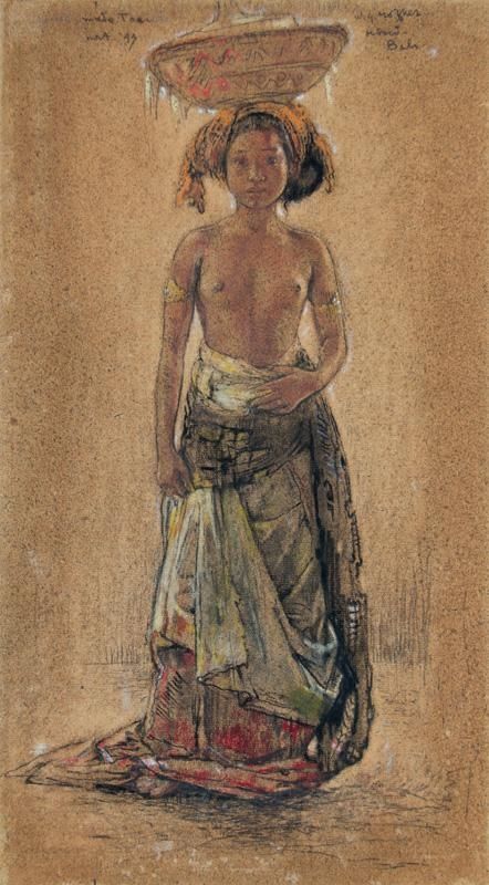 Portrait of Made Toei by Willem Gerard Hofker, 1943 Bali Painting, Conte Crayon, Indonesian Art, Indian Art Paintings, Dutch Artists, Vintage Artwork, Balinese, Magazine Art, Indian Art