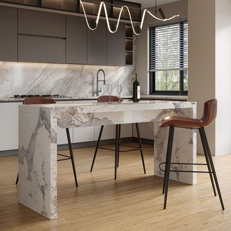 Modern Bar Table Ideas, White Marble Bar Counter, High Top Dinner Table, Stone Bar Table, Kitchenette Bar Ideas, High Top Bistro Table, White Bar Counter, Marble Bar Counter, Moveable Bar