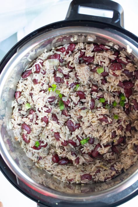 jamaican instant pot rice and beans in the instant pot Instant Pot Rice And Beans, Jamaican Rice And Beans, Authentic Rice, Pot Beans, Jamaican Rice, Rice And Beans Recipe, Instant Pot Rice, Cooking Dried Beans, Jamaican Dishes