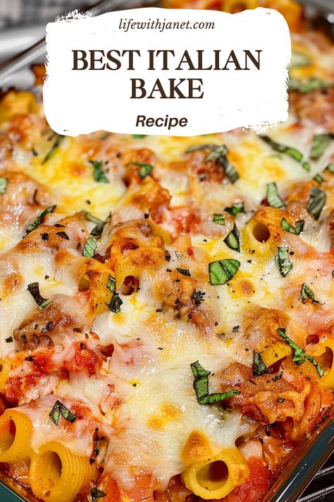 Best Italian Bake For Italian food lovers looking for a simple, tasty, one-pan meal, this cheesy Italian bake recipe delivers. Combining classic flavors like tomato sauce, pasta, sausage, and veggies, it's a crowdpleasing dish you'll make over and over. Italian Sausage Pasta Bake, Italian Bake, Italian Pasta Bake, Tomato Sauce Pasta, Pasta Sausage, Sausage Pasta Bake, Sausage And Veggies, Unique Pasta, Italian Casserole