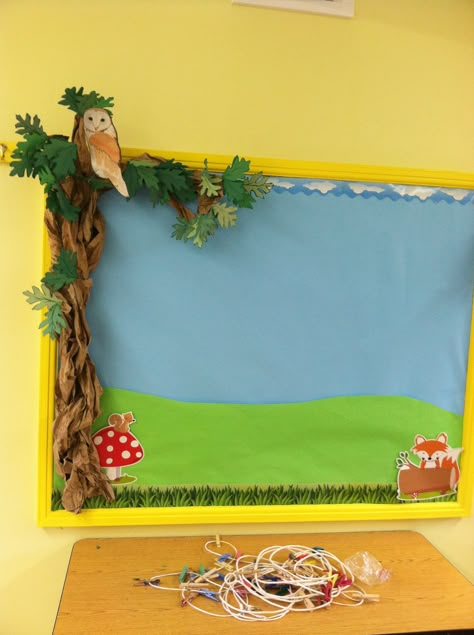 Our Forest Friends photo board is almost all ready for the 2016-17 year Forest Theme Classroom Bulletin Boards, Forest Theme Bulletin Board Ideas, Enchanted Forest Classroom Theme Bulletin Boards, Enchanted Forest Bulletin Board, Forest Bulletin Board Ideas, Nature Bulletin Boards, Forest Bulletin Board, Enchanted Forest Classroom Theme, Forest Themed Classroom