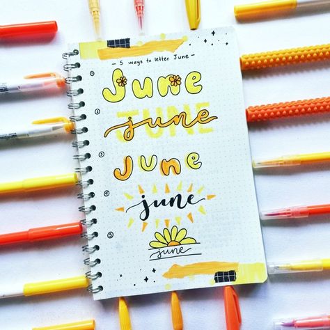 June Header, Instagram Header, Life Organization Printables, Handwriting Ideas, Header Ideas, Bullet Journal Headers, Bullet Journal Notes, Notes Inspiration, Organization Printables