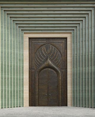 Old ways won't open new doors // The ornate copper door of the portal of the amphitheater at the Katara Cultural Village in Doha, Qatar. Eastern Architecture, Impressive Architecture, New Architecture, Net Zero, Innovative Architecture, Door Detail, Cool Doors, Deco Furniture, Unique Doors