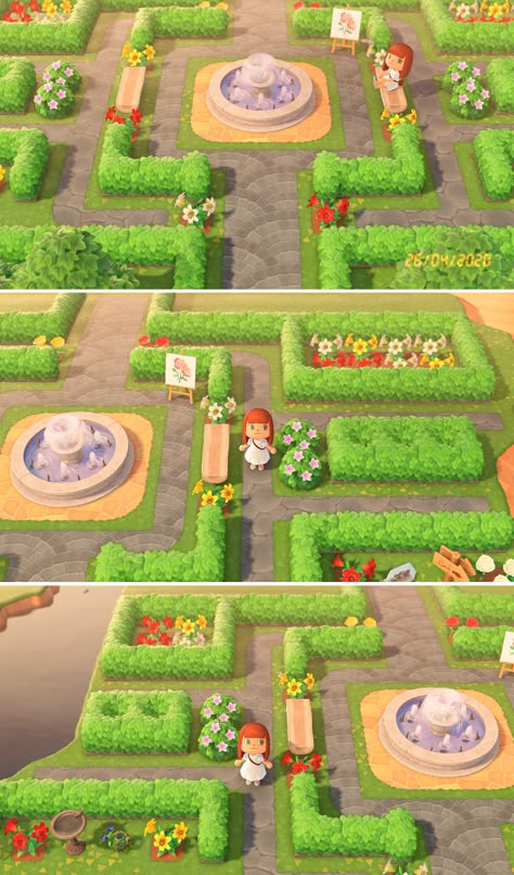 garden maze Animal Crossing Botanical Garden Ideas, Animal Crossing Maze Design, Acnh Maze Ideas, Animal Crossing Hedge Maze, Acnh Maze Design, Maze Animal Crossing, Acnh Hedge Maze, Animal Crossing Botanical Garden, Animal Crossing Maze