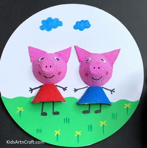 Easy Egg Carton Pigs Step by Step Tutorial For Kids Peppa Pig Crafts Preschool, Pig Crafts For Toddlers, Peppa Pig Crafts, Egg Box Craft, Cartoon Of Yourself, Pig Crafts, Easy Animals, Egg Carton Crafts, Toddler Art Projects