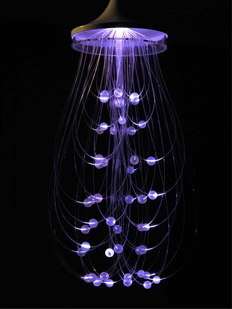 Lumina Design: Fibre Optic Works on Behance Alien Laboratory, Jelly Fish Lamp, Lil Mermaid, Led Lamp Design, Amber Room, Fiber Optic Lighting, Fish Lamp, Usb Lamp, Lamp Ideas