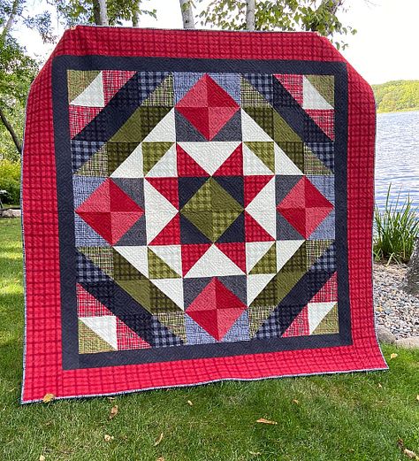 Fat Quarter Quilt Pattern, Flannel Quilts, Fat Quarter Quilt, Half Square Triangle Quilts, Medallion Quilt, Primitive Gatherings, Star Quilt Patterns, Triangle Quilt, Star Quilts