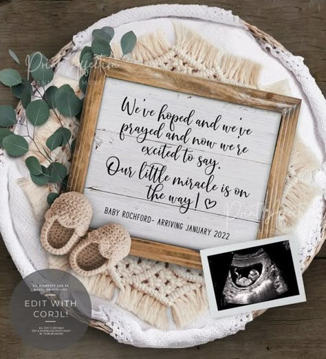 First Pregnancy Announcements, Pregnancy Announcement To Parents, Unique Pregnancy Announcement, Rainbow Baby Announcement, Ivf Pregnancy, Creative Pregnancy Announcement, Fun Baby Announcement, Cute Pregnancy Announcement