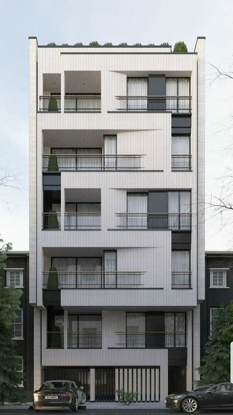 Modern Brick Building Facade, Modern Facade Design Architecture, Residential Building Elevation Design, Apartment Facade Design Modern, Modern Apartment Exterior, Apartment Facade Design, Residential Building Facade, Modern Building Facade, Condominium Facade