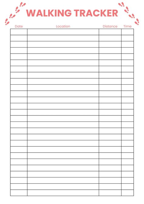 Walking tracker Accountability Tracker, Walk Tracker, Walking Tracker, Walking Club, Fitness Tracker Printable, Walking Challenge, Daily Steps, Achievable Goals, Habit Trackers