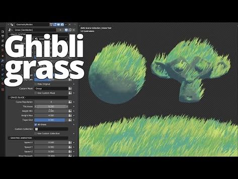 Ghibli grass in Blender (Animated) - YouTube Blender Cheat Sheet, Blender Shortcuts, Blender Ideas 3d, Grass Animation, Blender 3d Art, Blender Projects, Blender Model, How To Use Blender, Blender Ideas