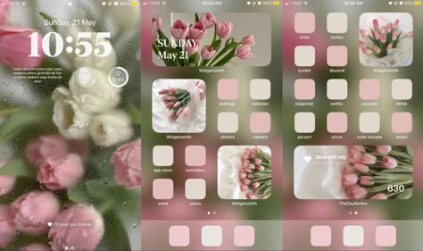 Ios 16 Home Screen Ideas Spring, Spring Homescreen Layout, Spring Ios Homescreen, Phone Display Ideas, Iphone Themes Ideas, Ios 16 Layout, Ios 16 Ideas, Theme Iphone, Custom Ipad