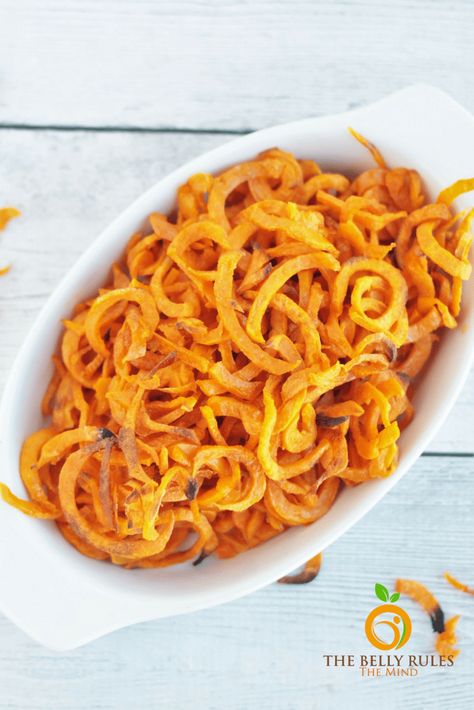 Spiralized Sweet Potato Fries, Sweet Potato Spiralizer Recipes, Fries Air Fryer, Air Fryer Sweet Potato Fries, Spiralized Sweet Potato, Autoimmune Paleo Recipes, Convection Toaster Oven, Curly Fries, Spiralizer Recipes