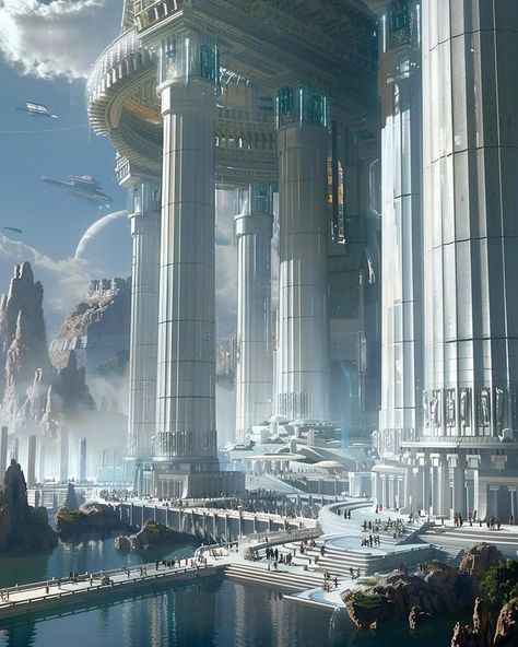 Scifi City, Scifi Artwork, Sci Fi Architecture, Sci Fi Landscape, Sci Fi City, Alien Worlds, Fantasy City, Fantasy Places, Space City