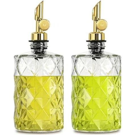 Amazon.com: Molimoli Olive Oil Dispenser Bottle for Kitchen, Automatic Pourer, Glass Bottle Dispenser for Kitchen, Olive Oil Cruet, Glass Olive Olive Bottle | Set of 2 - Silver : Home & Kitchen Geometric Kitchen, Vinegar Dispenser, Now Oils, Olive Oil Dispenser, Olive Oil And Vinegar, Coffee Syrup, Olive Oil Bottles, Oil Dispenser, Luxury Diamonds