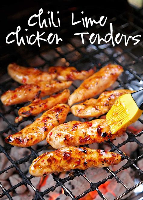 Chili Lime Chicken Tenders Chicken Sweet Chili Sauce, Chicken Finger Recipes, Grilled Chicken Recipes Easy, Chicken Tenders Recipe, Chili Lime Chicken, Grilled Chicken Tenders, Plain Chicken, Chicken Tender Recipes, Chicken Main Dishes