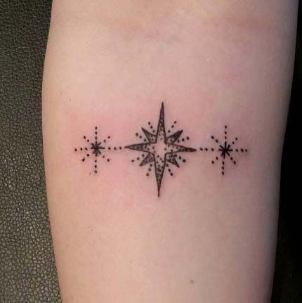 21 Amazing Star Tattoos and Ideas for Women | StayGlam Tattoos Celestial, 3 Stars Tattoo, Star Foot Tattoos, Best Star Tattoos, North Star Tattoos, Common Tattoos, Stars Tattoo, Armband Tattoos, Dot Tattoos