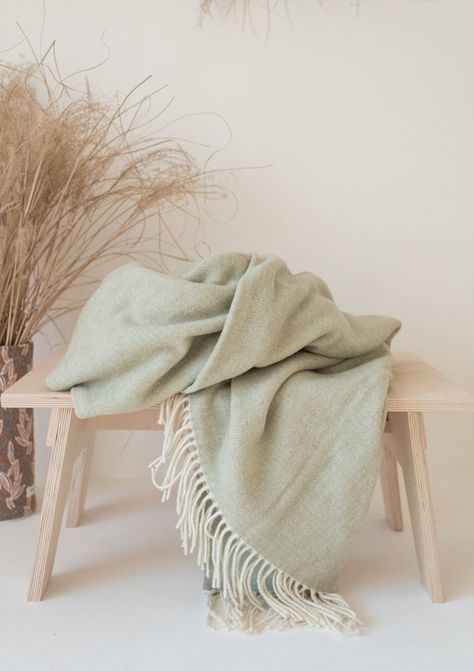 The 2022 Color of the Year Is an Homage to Mother Nature—Shop the Hue White Linen Sheets, Wool Bed, Green Flooring, Forest Green Color, Bed Throw, Wool Throw, Linen Duvet, Linen Duvet Covers, Linen Pillow Cases