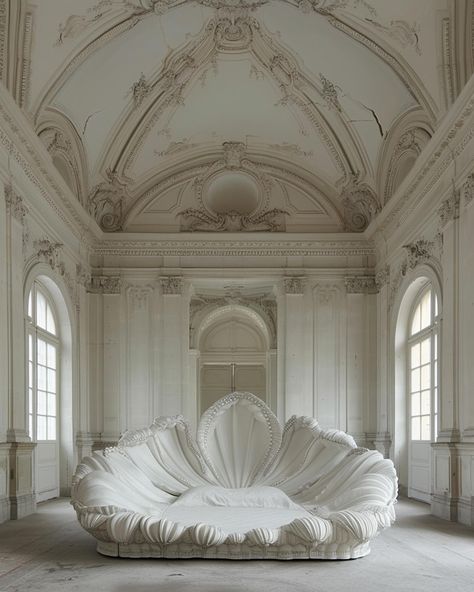 bed for pearls🪞 Circle Bed Aesthetic, Pearl Bed, Circular Bed, Shell Bed, Circle Bed, Rococo Revival, Bedroom Master, Luxury Bedroom Master, Luxury Lifestyle Dreams