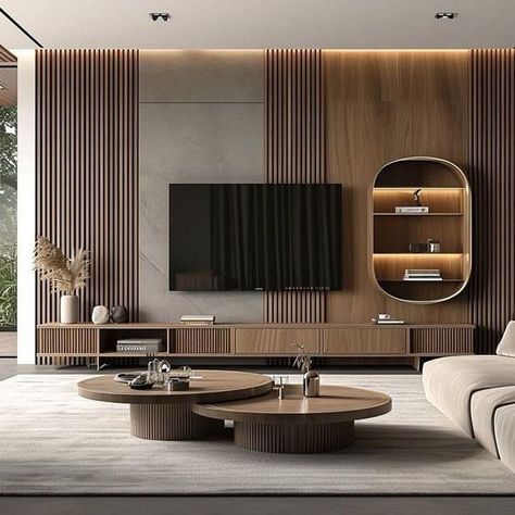 Wall Tv Unit Design, Living Room Tv Unit Designs, Tv Room Design, Casa Country, Apartment Living Room Design, Hall Interior, Living Room Design Inspiration, Tv Wall Unit, Living Room Design Decor