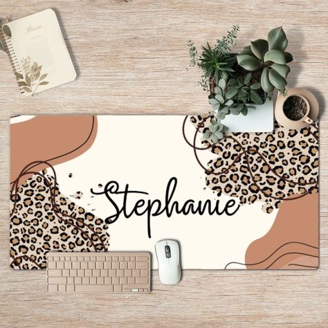 Teacher Cubicle Decor, Decorating Your Desk At Work, Chic Cubicle Decor, Cubicle Makeover Ideas, How To Decorate Your Office At Work, Office Desk Decor For Work Cubicle, Teacher Desk Decorations, Leopard Office, Cute Cubicle Decor