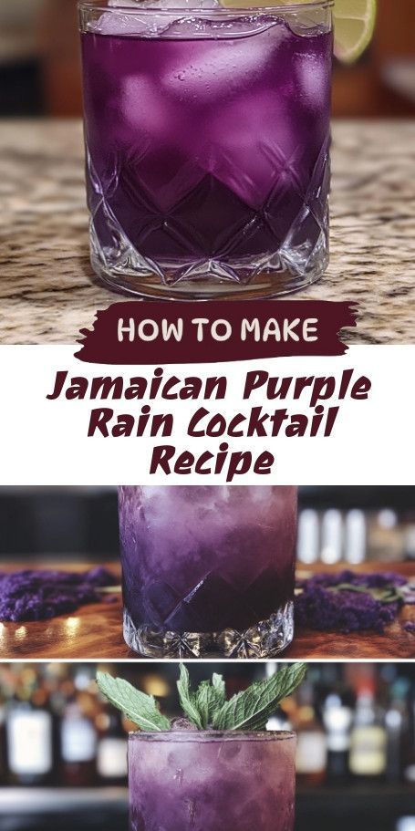 Jamaican Purple Rain Mocktail Recipe | Refreshing Tropical Escape Transport yourself to Jamaica with our Jamaican Purple Rain Mocktail! This vibrant non-alcoholic drink combines pineapple, cranberry, and grape juices for a fruity delight. Easy to make and perfect for any occasion, enjoy a taste of paradise with every sip! #JamaicanPurpleRain #TropicalMocktail #NonAlcoholic Purple Rain Cocktail, Rain Cocktail, Jamaican Drinks, Purple Drinks, Drink Recipes Nonalcoholic, Light Rum, Fruity Cocktails, Mini Vacation, Tropical Escape