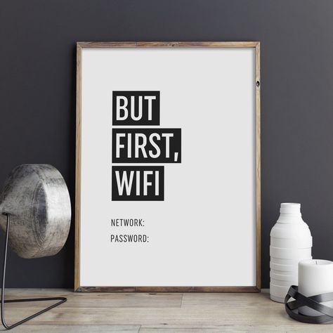 Wifi Password Sign Printable, Wifi Code, Guest Room Sign, Password Printable, Wifi Password Sign, Wifi Sign, Wifi Password, Art Typography, But First