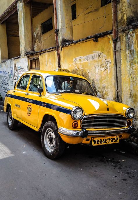 Why are Taxis yellow - The MAN  #Taxi #Cab #Yellow Kolkata Taxi, Yellow Stuff, Big Yellow Taxi, Indian Road, Yellow Cars, Backpacking India, Yellow Taxi, Yellow Cabs, India Photography